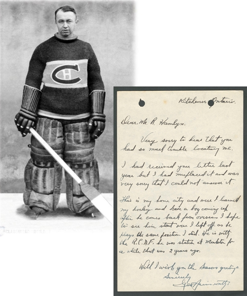 Deceased HOFer George Hainsworth (Montreal Canadiens - Toronto Maple Leafs) Signed Letter from the E. Robert Hamlyn Collection