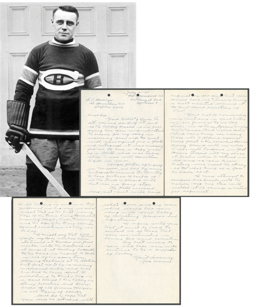 Deceased HOFer Joe Malone (Montreal Canadiens - Quebec Bulldogs) Signed 1945 Letter from the E. Robert Hamlyn Collection