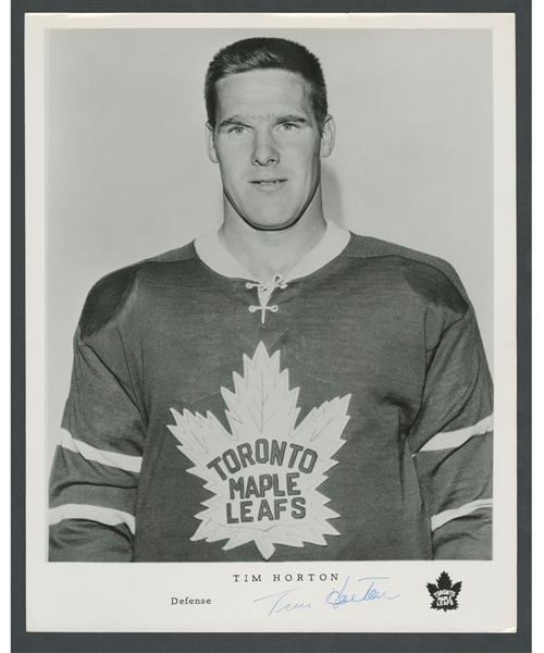 Deceased HOFer Tim Horton Signed Toronto Maple Leafs Photo from the E. Robert Hamlyn Collection