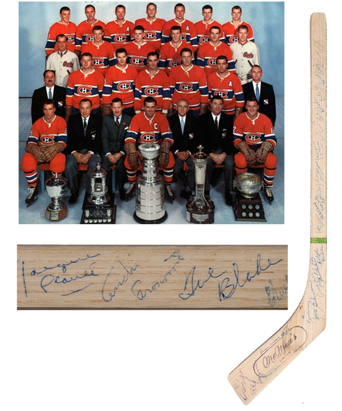Montreal Canadiens 1958-59 Stanley Cup Champions Team-Signed Mini Stick (8 Deceased HOFers) Plus Mid-1970s Multi-Signed Mini Stick from the E. Robert Hamlyn Collection