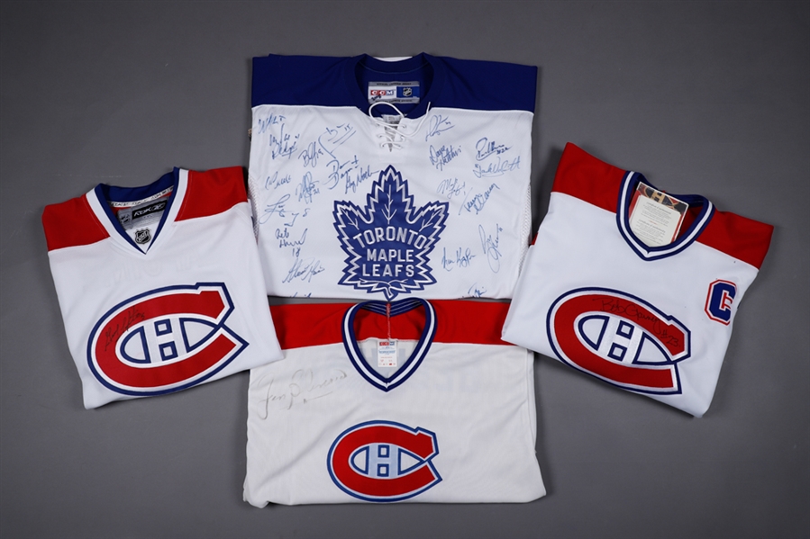 Guy Lapointe, Bob Gainey and Jean Beliveau Single-Signed Montreal Canadiens Jerseys Plus Toronto Maple Leafs Past Players Signed Jersey by 20+