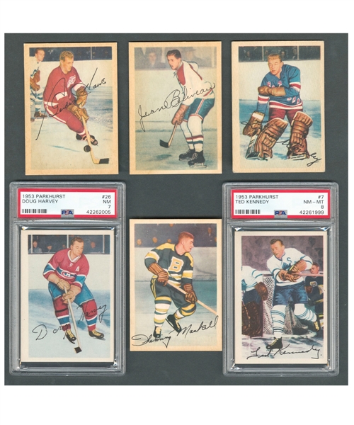 1953-54 Parkhurst Hockey Complete 100-Card Set Including 13 PSA-Graded Cards and Album