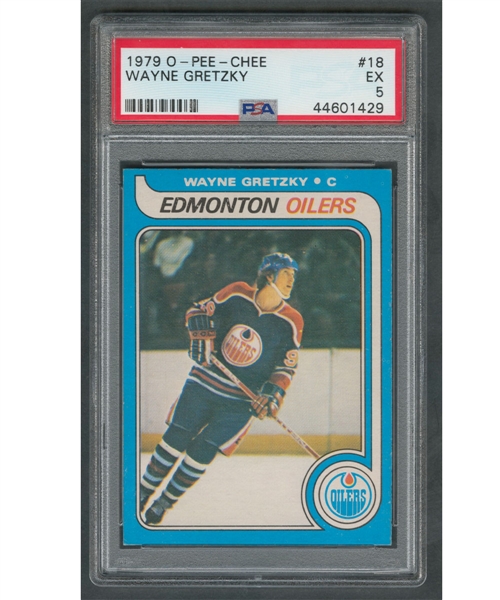 1979-80 O-Pee-Chee Hockey Card #18 HOFer Wayne Gretzky RC - Graded PSA 5
