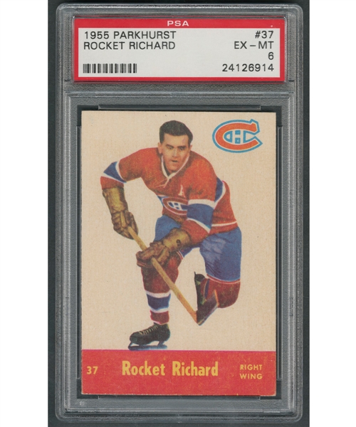 1955-56 Parkhurst Hockey Card #37 HOFer Maurice Richard - Graded PSA 6