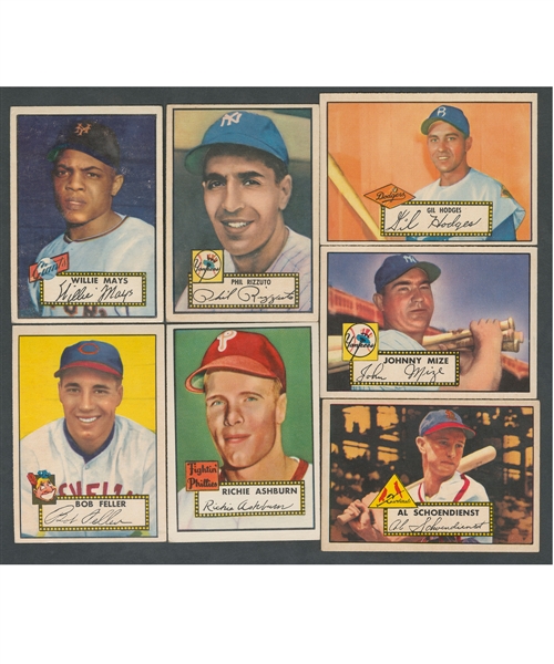 1952 Topps Baseball Card Collection of 231 Including Numerous HOFers and Stars - Mays, Rizzuto, Lemon, Feller, Irvin, Roberts and More