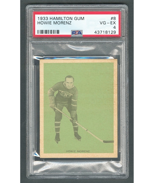 1933-34 Hamilton Gum V288 Hockey Card #8 HOFer Howie Morenz - Graded PSA 4