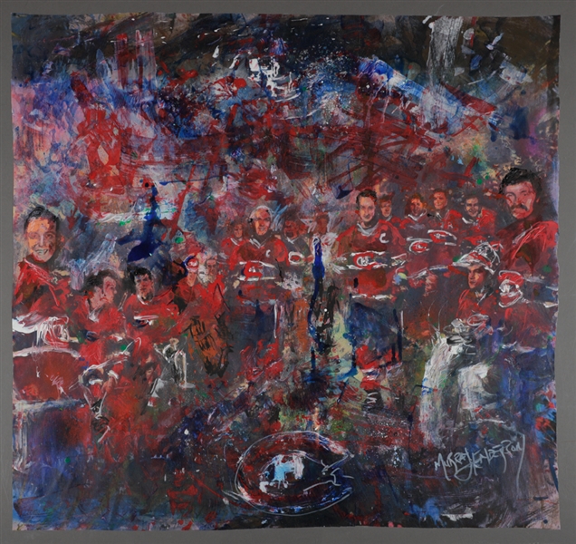Montreal Canadiens All-Time Greats “Dream Team Roll Call” Original Painting on Canvas by Renowned Artist Murray Henderson (32 ¼” x 34 ¼”)