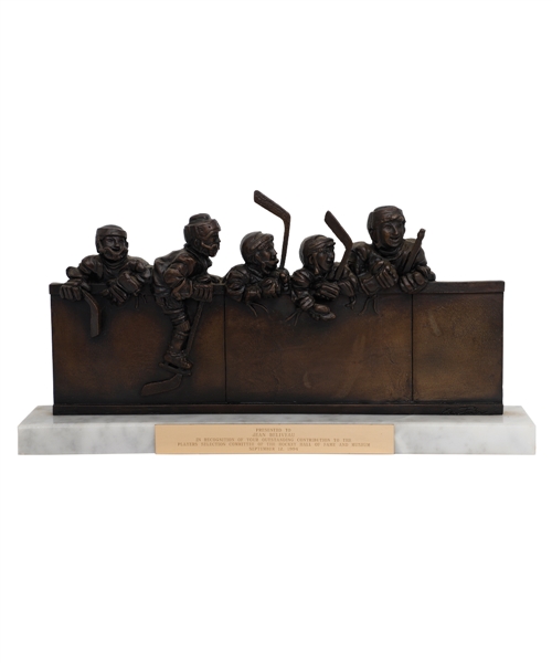 Jean Beliveaus 1994 Hockey Hall of Fame "Our Game" Bronze Sculpture Presented for "Outstanding Contribution to the Players Selection Committee" from His Personal Collection with Family LOA