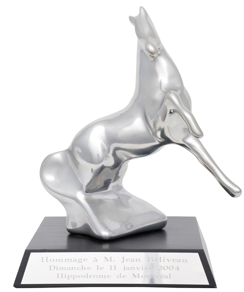 Jean Beliveaus "Hippodrome de Montreal" (Blue Bonnets Raceway) Tribute Trophy from His Personal Collection with Family LOA (11")