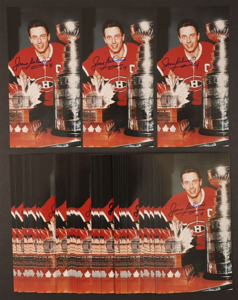 Jean Beliveaus Signed Montreal Canadiens Ambassador Postcards (88) from His Personal Collection with Family LOA