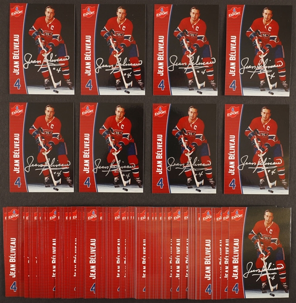 Jean Beliveaus Signed Montreal Canadiens Molson Export and Parkhurst Hockey Cards (102) from His Personal Collection with Family LOA