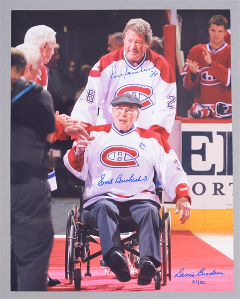 Emile "Butch" Bouchard #3 Jersey Retirement Ceremony Dual-Signed Limited-Edition Photo #21/50 with LOA (11” x 14”)