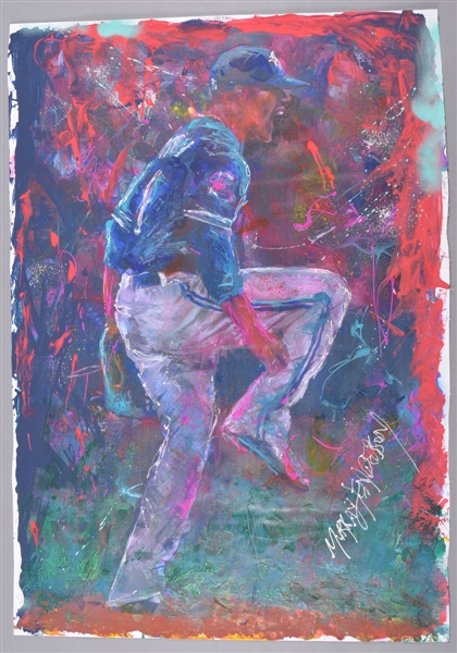 Marcus Stroman Toronto Blue Jays “Excitement on the Mound” Original Painting on Canvas by Renowned Artist Murray Henderson (29 ½” x 42”) 