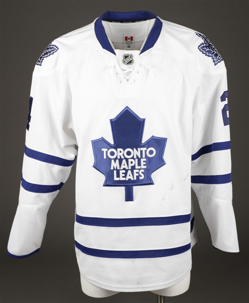 Peter Hollands 2013-14 Toronto Maple Leafs Game-Worn Away Jersey with Team COA - Photo-Matched!