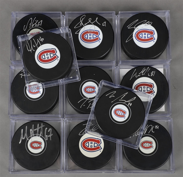 Montreal Canadiens Modern Players Signed Puck Collection of 11 with LOA