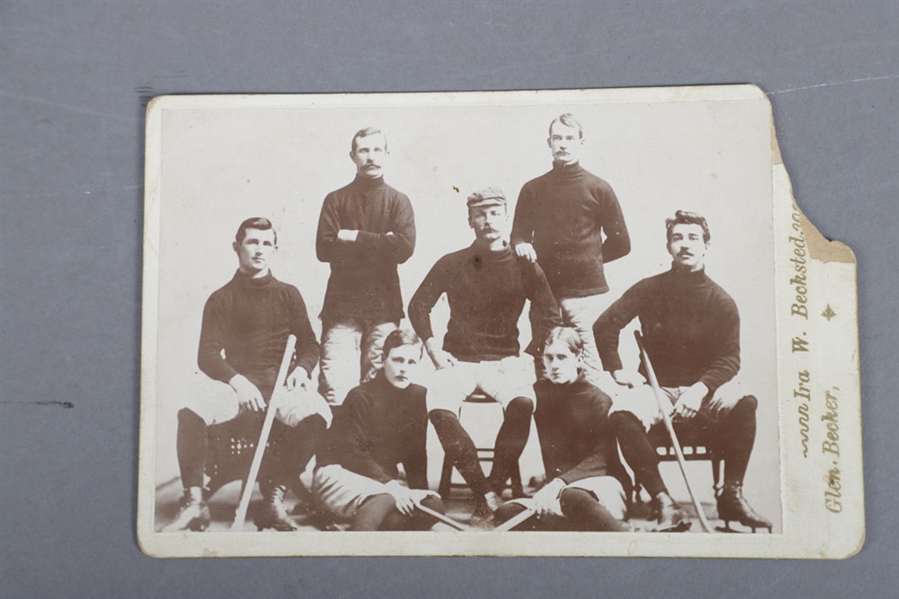 Vintage 1890s Hockey Team Cabinet Team Photo Plus "National Hockey Monument" Sculpture