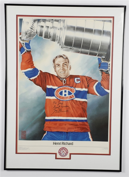 Henri Richard Signed "Hockey Legends" Framed Lithograph (23" x 32")