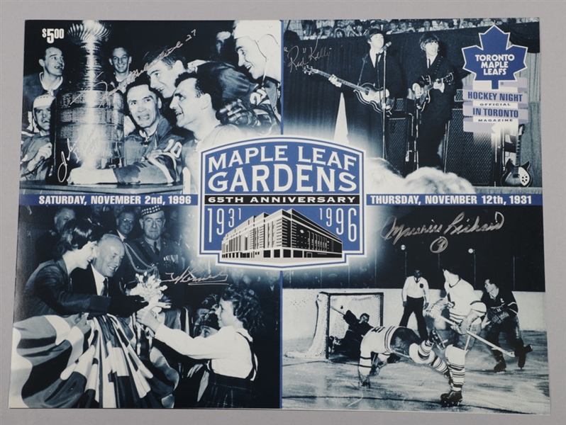 Maple Leaf Gardens 65th Anniversary Photo Signed by Bower, Mahovlich, Kelly, Kennedy and Richard (11" x 14 1/2")