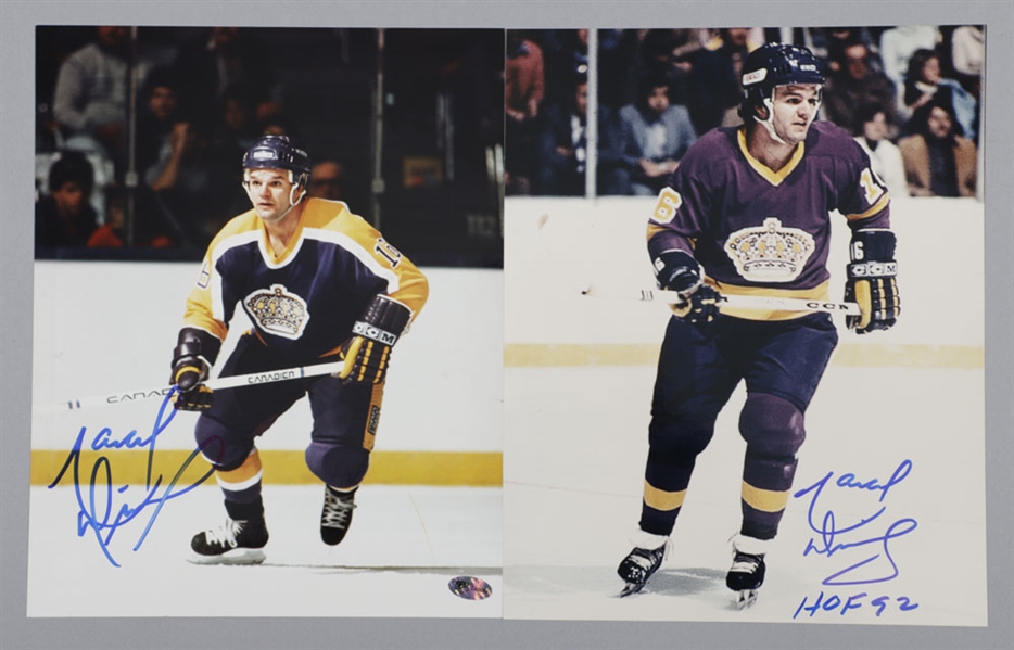 Marcel Dionne Signed Los Angeles Kings Photos (2), Puck and McFarlane Figurine with LOA