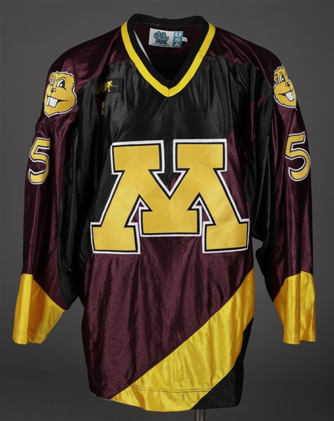 Ryan Trebils 1997-98 WCHA University of Minnesota Golden Gophers Game-Worn Hankinson Style Alternate Jersey with LOA