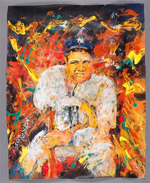 Babe Ruth New York Yankees "The Sultan in Thought" Original Painting on Canvas by artist Murray Henderson