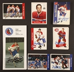 Jean Beliveaus Signed Hockey Hall of Fame Postcards (25) and Hockey Cards (62) from His Personal Collection with Family LOA