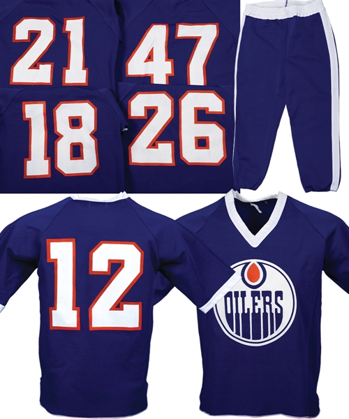 Edmonton Oilers 1980 "Fifth Annual Sports Page Celebrity Softball Classic" Game-Worn Uniform Collection of 5