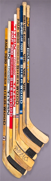 Huge 1970s to 2000s Game-Used and Game-Issued Stick Collection of 24 including Landway, Schneider, Fichaud and Others