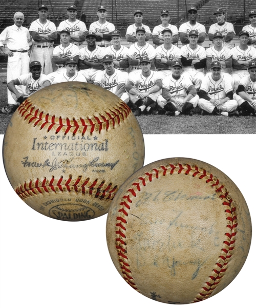 Montreal Royals Baseball Club 1954 Team-Signed Baseball by 15 Featuring Roberto Clemente with JSA LOA