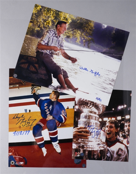 Walter Gretzky and Wayne Gretzky (New York Rangers / Edmonton Oilers) Signed Photo Collection of 6 