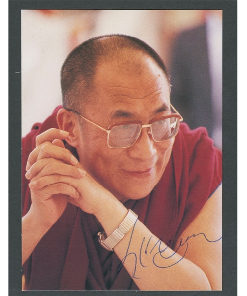 Tibetan Buddhist Monk Dalai Lama (14th) Signed Photo with JSA LOA