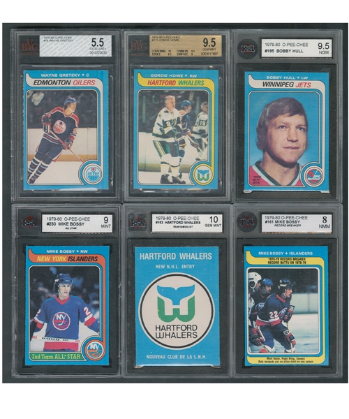 1979-80 O-Pee-Chee Hockey Near Complete Set (389/396) with 146 Graded Cards Including BVG-Graded 5.5 Wayne Gretzky Rookie Card and Other Wayne Gretzky Graded Cards (5)