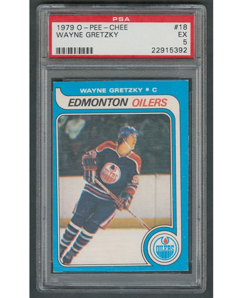 1979-80 O-Pee-Chee Hockey Card #18 HOFer Wayne Gretzky RC - Graded PSA 5