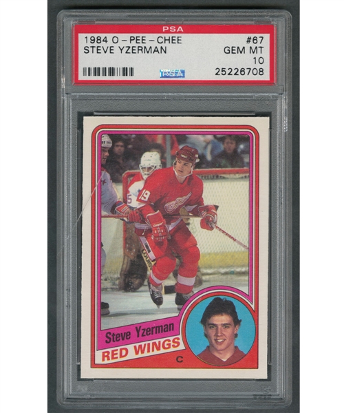 1984-85 O-Pee-Chee Hockey Card #67 HOFer Steve Yzerman RC - Graded PSA 10 - Highest Graded!