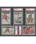 1953-54 Parkhurst Hockey Complete 100-Card Set with PSA-Graded Cards (8) Including #24 Richard (3 VG), #27 Beliveau RC (3 VG), #46 Sawchuk (4 VG-EX) and #50 Howe (3 VG)
