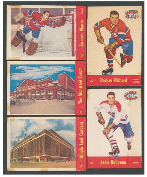 1955-56 Parkhurst/Quaker Oats Hockey Complete 79-Card Set - Includes 19 Quaker Oats Cards Highlighted by #50 HOFer Jacques Plante RC 