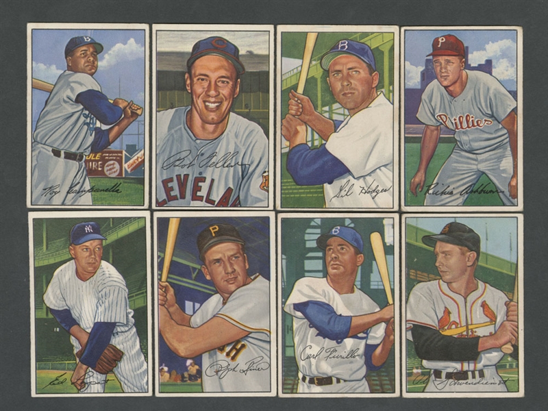 1952 Bowman Baseball Card Collection of 75 Including Campanella, Feller, Ashburn, Hodges, Kiner and Schoendienst