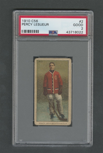 1910-11 Imperial Tobacco C56 Hockey Card #2 HOFer Percy LeSueur RC - Graded PSA 2