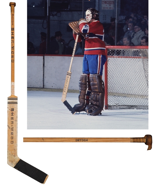 Ken Drydens 1971 Montreal Canadiens Signed Sher-Wood Game-Used Rookie Stick