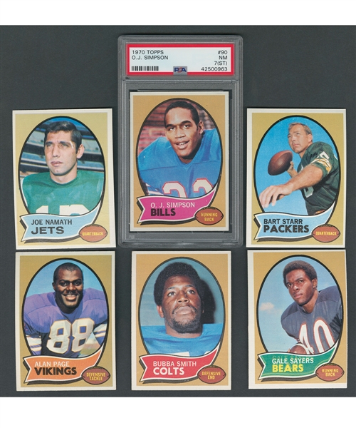 1970 Topps Football Complete 263-Card Set Including Card #90 OJ Simpson RC (Graded PSA 7 ST)