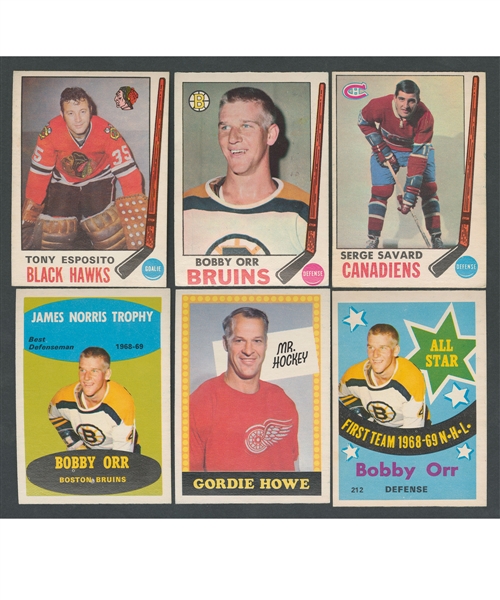 1969-70 O-Pee-Chee Hockey Complete 231-Card Set Plus Mini Albums (11), "4 in 1" Mini Cards (9) and Stamps (17)