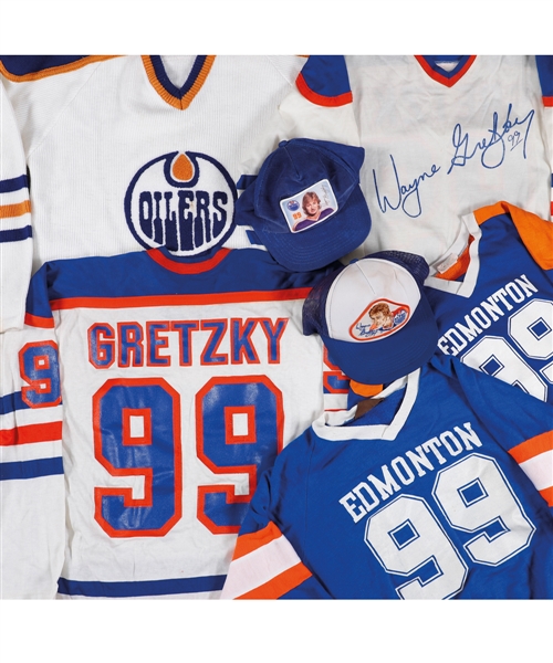 Massive Wayne Gretzky / Edmonton Oilers Clothing Collection Including Jerseys, Jackets, T-Shirts, Caps and More!