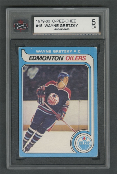 1979-80 O-Pee-Chee Hockey Card #18 HOFer Wayne Gretzky RC - Graded KSA 5