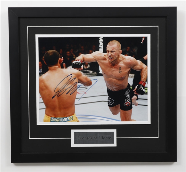 Mixed Martial Arts Fighter (MMA) Georges St-Pierre (GSP) Signed Framed Photo with LOA (19” x 20 ½”)