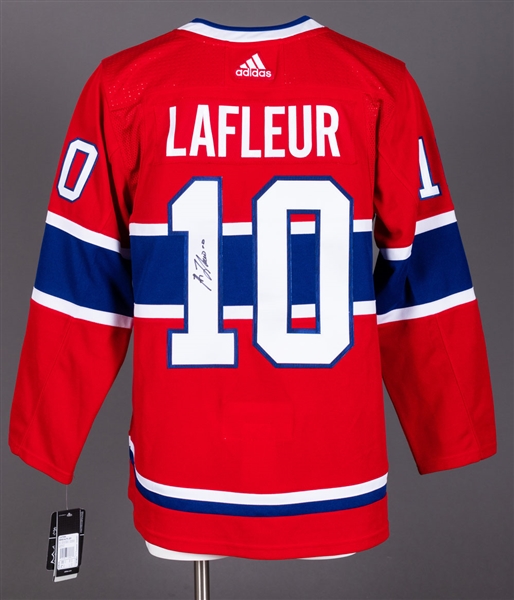 Guy Lafleur Montreal Canadiens Signed Jersey, Puck and Figurine with LOA