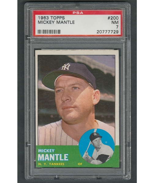 1963 Topps Baseball Card #200 HOFer Mickey Mantle - Graded PSA 7