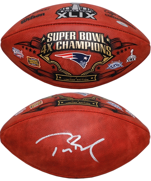 Tom Brady New England Patriots "Super Bowl 4X Champions" Signed Limited-Edition Football #8/100