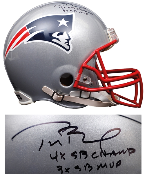 Tom Brady New England Patriots Signed Limited-Edition Helmet #1/12 with "4X SB Champ" and "3X SB MVP" Annotations