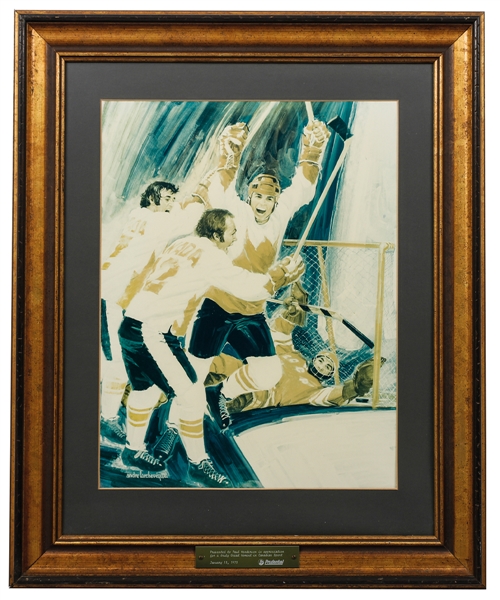 Paul Hendersons 1972 Canada-Russia Series "Goal of the Century" Great Moment in Canadian Sport Prudential Framed Print Presented to Him in 1973 with His Signed LOA (23" x 28") 