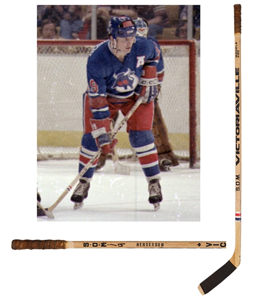 Paul Hendersons 1977-78 WHA Birmingham Bulls Victoriaville Game-Used Stick with His Signed LOA